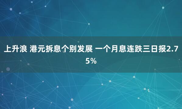 上升浪 港元拆息个别发展 一个月息连跌三日报2.75%